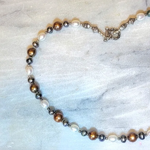 Artisan 20" Necklace Chocolate Black Saltwater Pearls Sterling 925 Quinc… - Picture 3 of 6